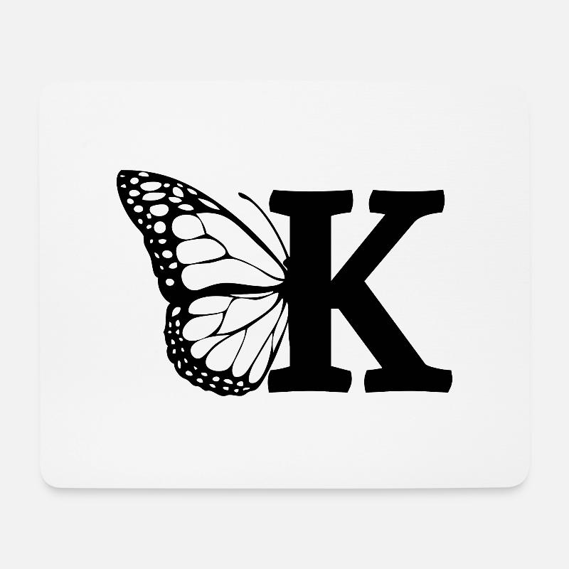 Buchstabe K Schmetterling - Mousepad (Querformat) - Weiß