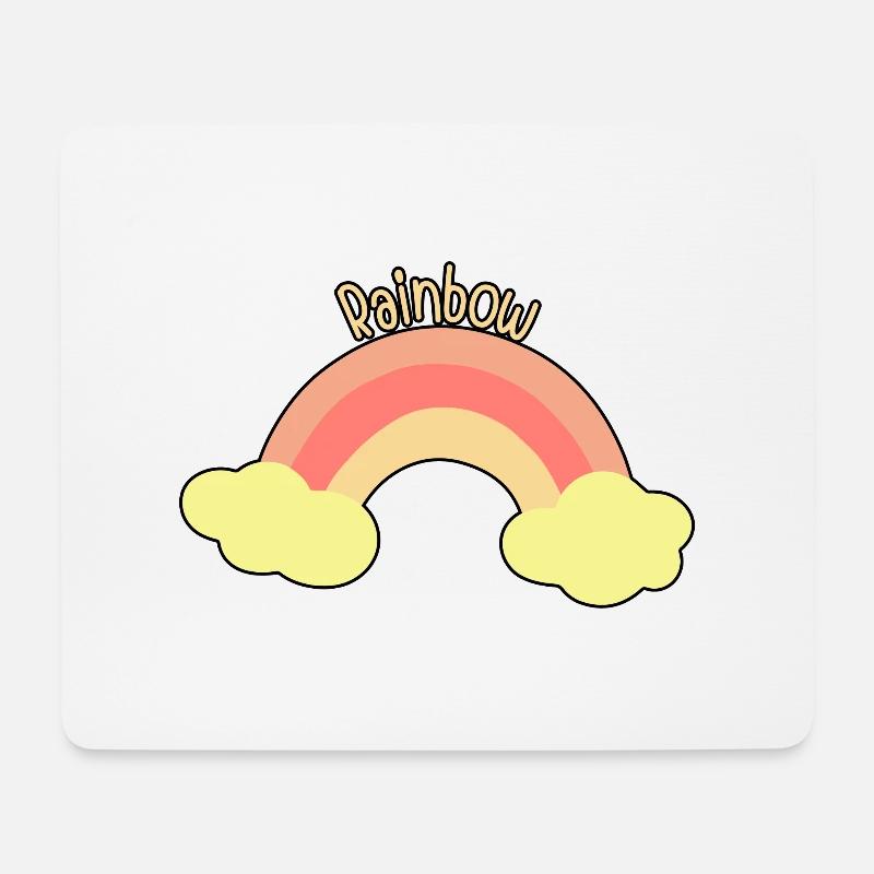 Pastellfarbener Regenbogen mit Wolken - Mousepad (Querformat) - Weiß