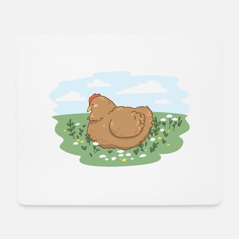 Glucke - Mousepad (Querformat) - Weiß