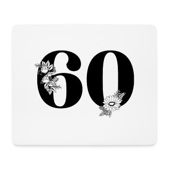 Black Floral Number 60 - 60th Floral Birthday - Mouse Pad (horizontal) - white - Front