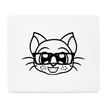 Smart Nerd Cat Horn-Rimmed Glasses Geek Kitten Glasses - Mouse Pad (horizontal) - white - Front