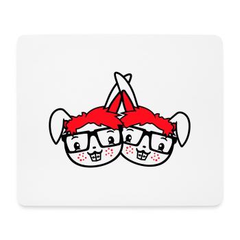 2 Bunnies Nerds Geek Hornglasses Équipe Amis Crew - Tapis de souris (format paysage) - blanc - Devant