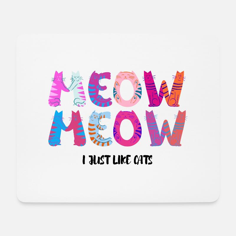 Bunte Cartoon Typografie Niedliche Katze T-Shirt 1 - Mousepad (Querformat) - Weiß