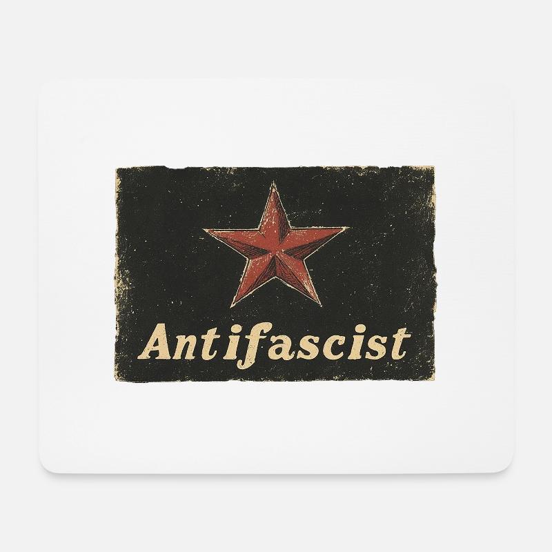 Étoile rouge antifasciste - Tapis de souris (format paysage) - blanc