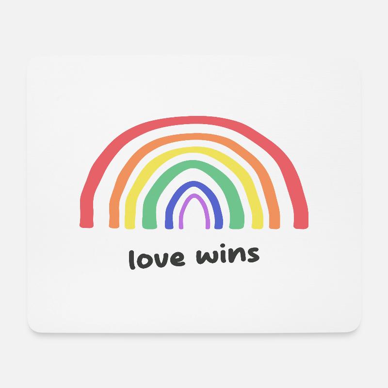 Liebesgrafik Liebe gewinnt Regenbogen - Mousepad (Querformat) - Weiß
