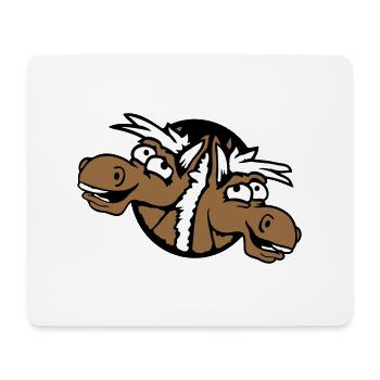 2 chevaux équipe riant drôle trou ami fou - Tapis de souris (format paysage) - blanc - Devant