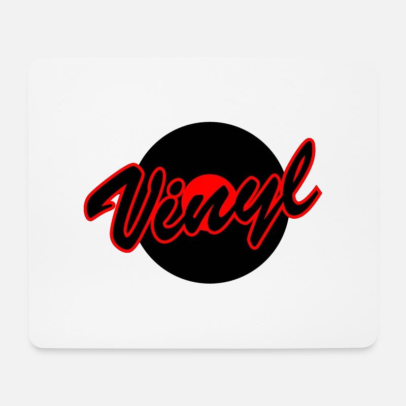 Vinyl mit Platte - Mousepad (Querformat) - Weiß