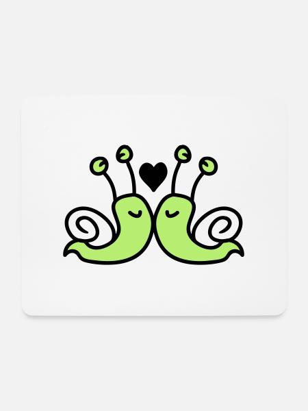 verliebte Schnecken - Mousepad (Querformat) - Weiß
