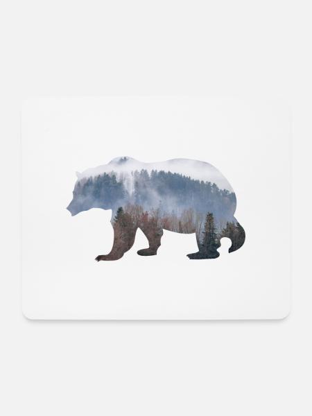 Bär mit Wald - Mousepad (Querformat) - Weiß