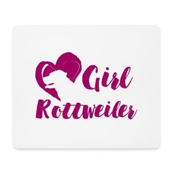 Chien / Rottweiler: Cette fille aime son Rottweiler - Tapis de souris (format paysage) - blanc - Devant