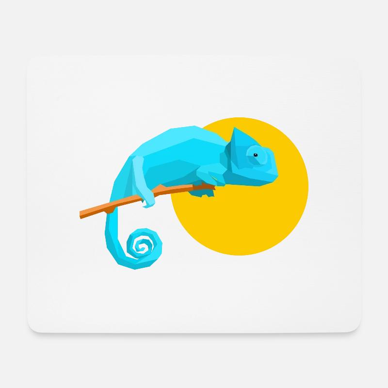 Geometric Chameleon - Mousepad (Querformat) - Weiß