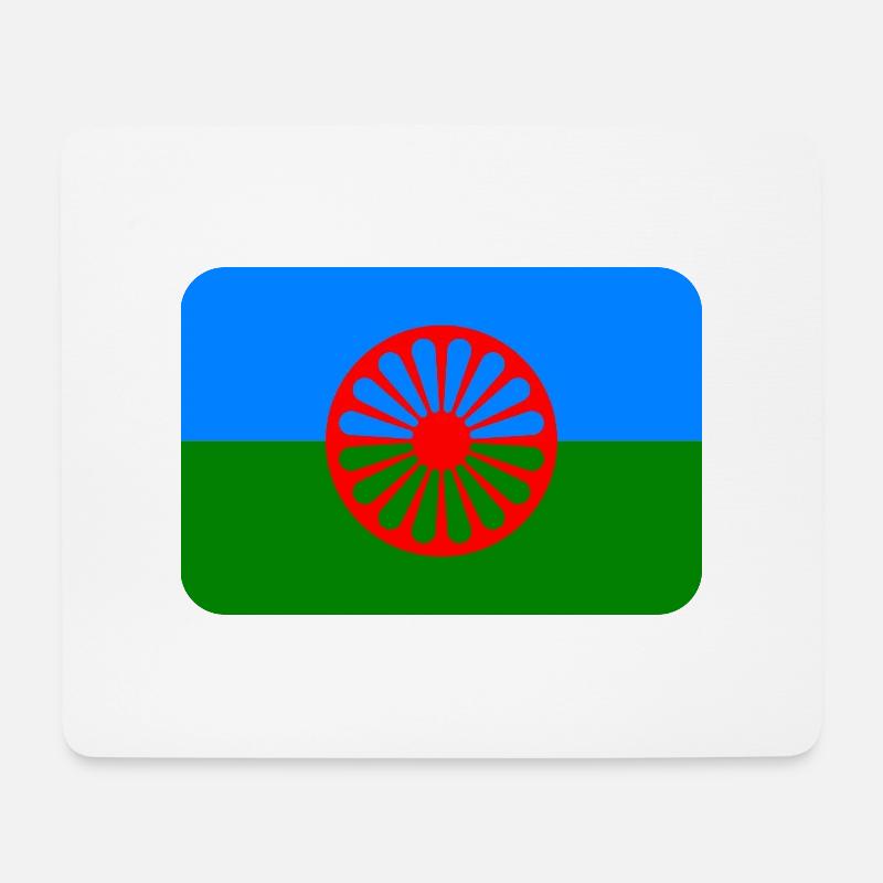 ROMANI FLAG round corner 400 dpi - Mousepad (Querformat) - Weiß