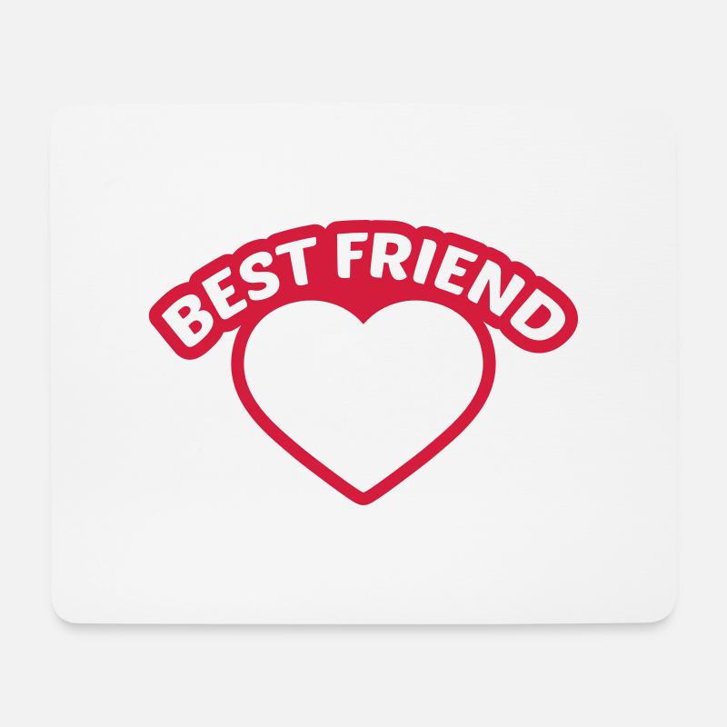 umriss rahmen herz best friends text logo freunde - Mousepad (Querformat) - Weiß