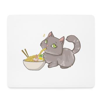 Le chat vole Ramen - Tapis de souris (format paysage) - blanc - Devant