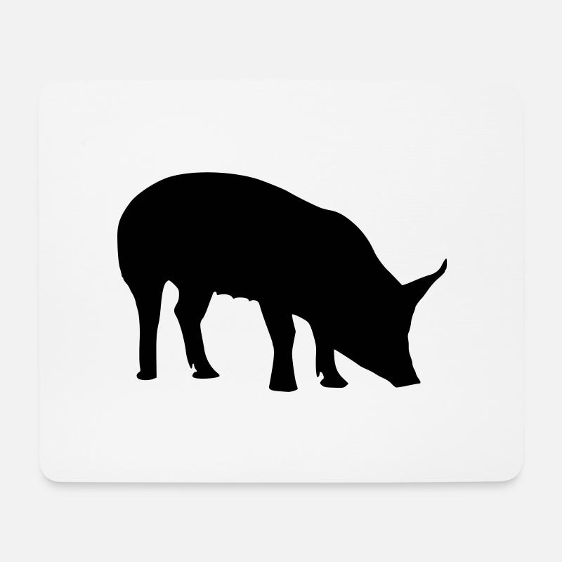 Cochon noir - Tapis de souris (format paysage) - blanc