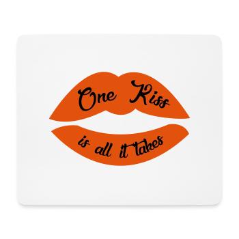 One kiss is all it takes song Kussmund Lippenstift - Mousepad (Querformat) - Weiß - Vorne