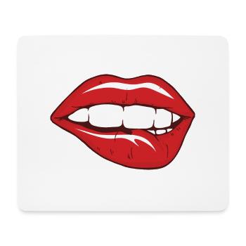 Lip bite sexy lip bite shirt lipstick kiss - Mouse Pad (horizontal) - white - Front