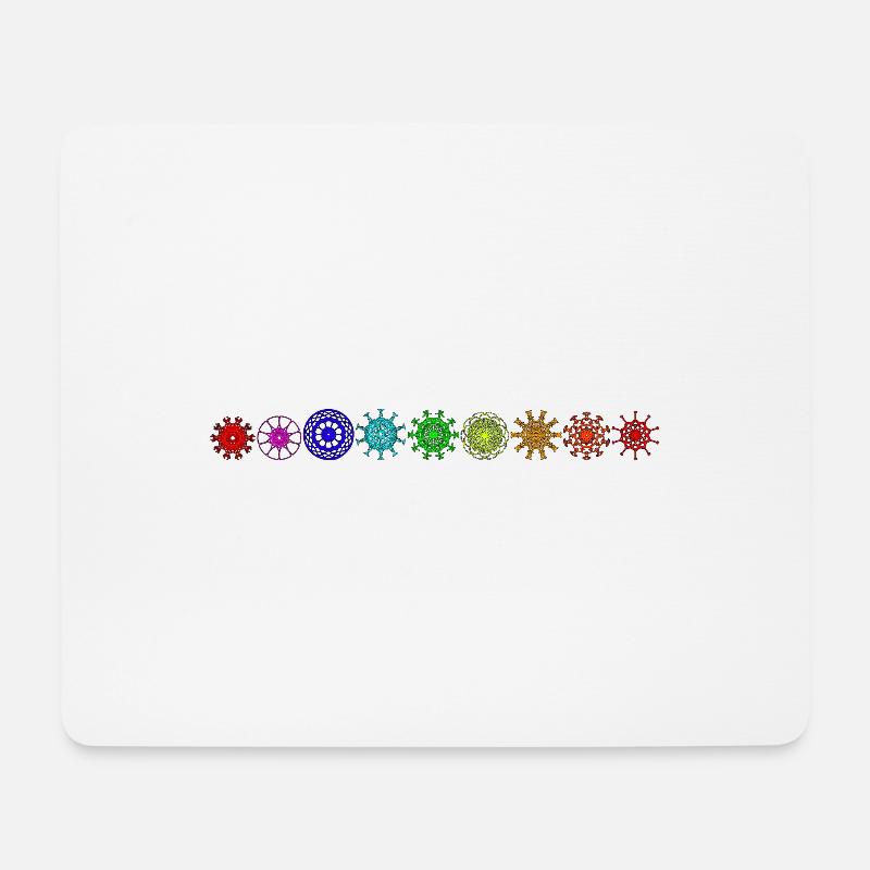 Regenbogenfarbene Mandalas in einer Reihe - Mousepad (Querformat) - Weiß