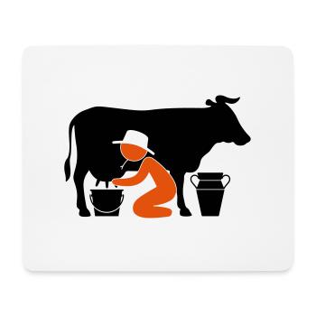 Bauer beim Melken einer Kuh - Mousepad (Querformat) - Weiß - Vorne