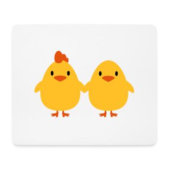 Poussins amoureux coq et la poule - Tapis de souris (format paysage) - blanc - Devant