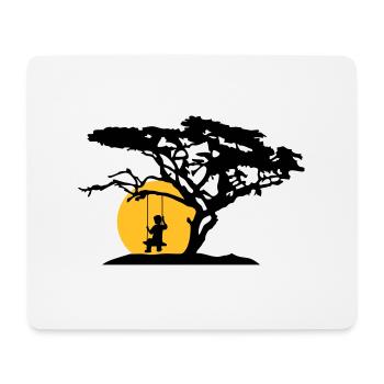 sun silhouette tree africa savanna lonely trauri - Mouse Pad (horizontal) - white - Front