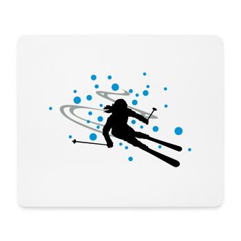 Skifahrerin Schnee - Mousepad (Querformat) - Weiß - Vorne