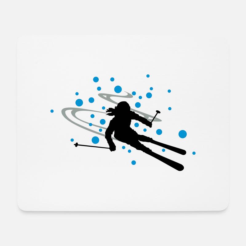 Skifahrerin Schnee - Mousepad (Querformat) - Weiß