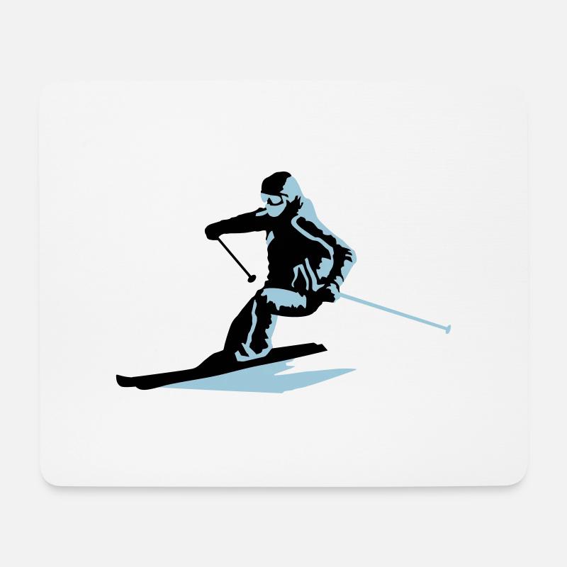 Skifahrer, skifahren, ski, ski fahren - Mousepad (Querformat) - Weiß