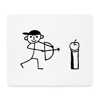 Strichmännchen Apfel schießen - Mousepad (Querformat) - Weiß - Vorne