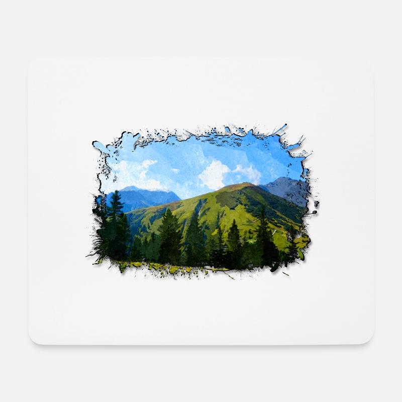 Berge - Mousepad (Querformat) - Weiß