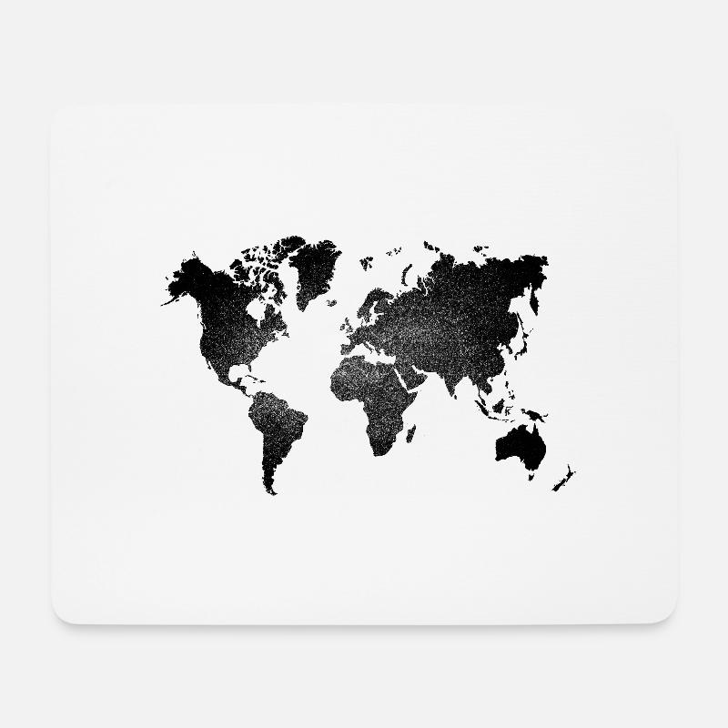 schwarze Vintage Weltkarte - Mousepad (Querformat) - Weiß