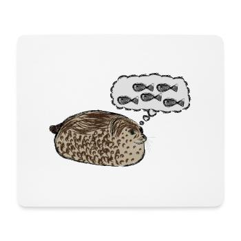 Phoque épais rêve de poisson / Chubby Seal I - Tapis de souris (format paysage) - blanc - Devant