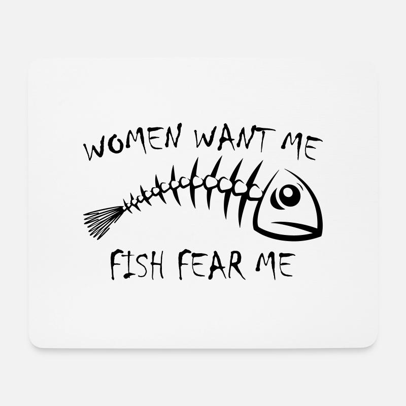 Women Want Me Fish Fear Me - Mousepad (Querformat) - Weiß