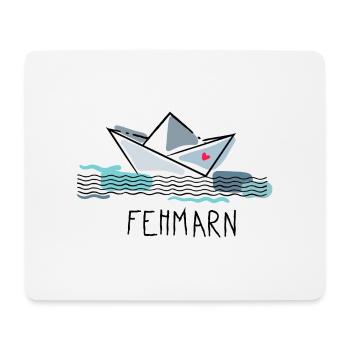Paper boat with heart Fehmarn holiday by the sea - Mouse Pad (horizontal) - white - Front