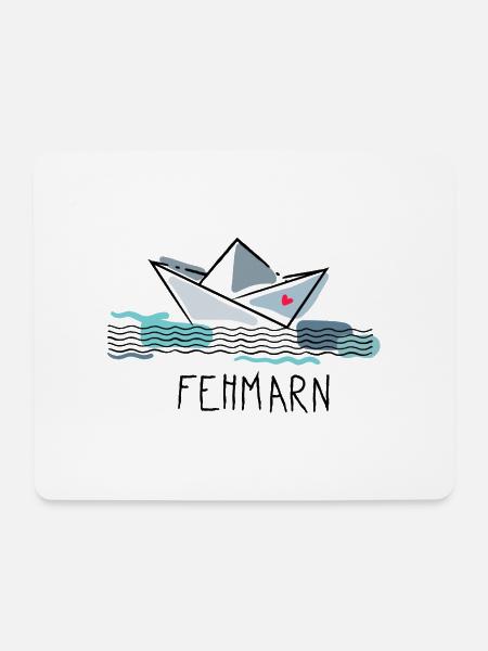 Paper boat with heart Fehmarn holiday by the sea - Mouse Pad (horizontal) - white