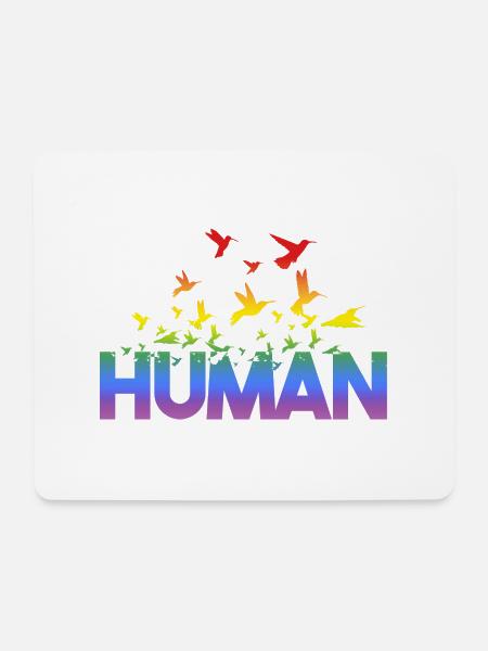 Liebe Human Regenbogen Gay Pride - LGBT - Mousepad (Querformat) - Weiß