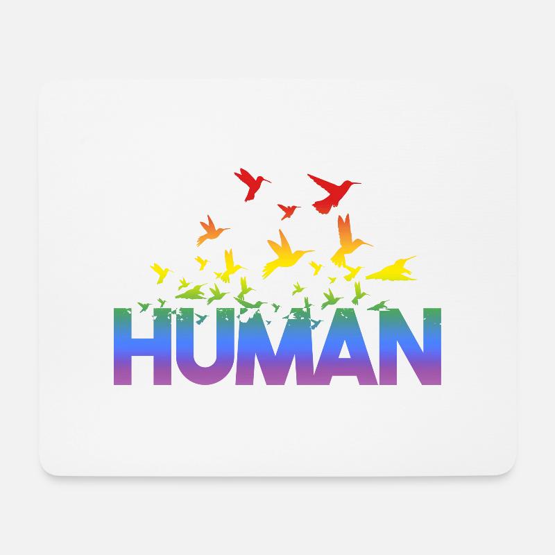 Liebe Human Regenbogen Gay Pride - LGBT - Mousepad (Querformat) - Weiß