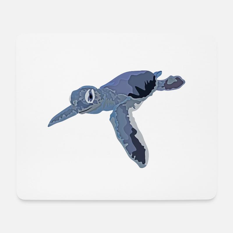 Turtle flying through the sea - Mouse Pad (horizontal) - white