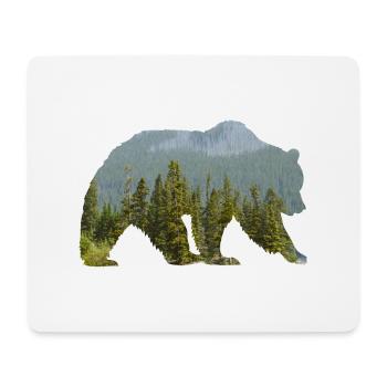Bear in the mountainous forest Silhouette - Mouse Pad (horizontal) - white - Front