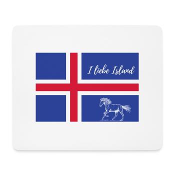 Islandflagge mit islandpferd - Mousepad (Querformat) - Weiß - Vorne