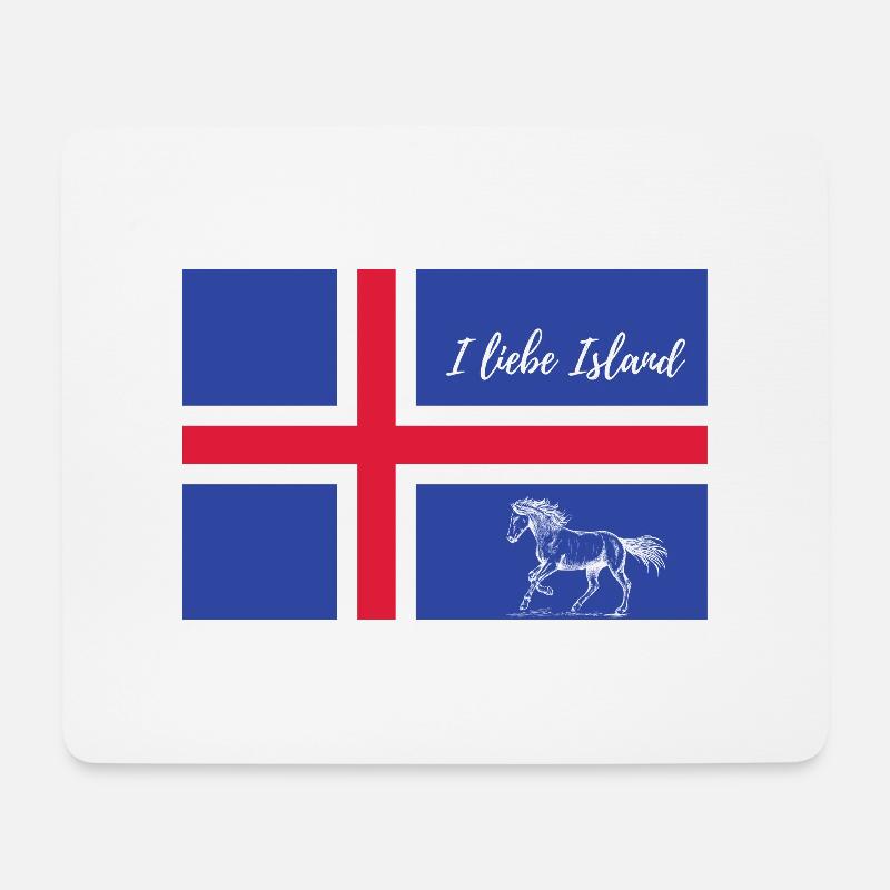Islandflagge mit islandpferd - Mousepad (Querformat) - Weiß