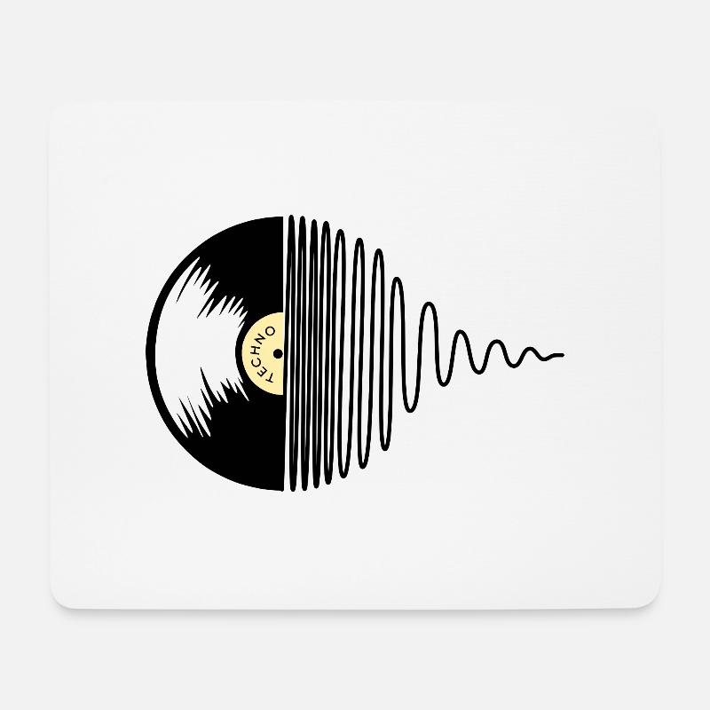 Techno Platte - Mousepad (Querformat) - Weiß