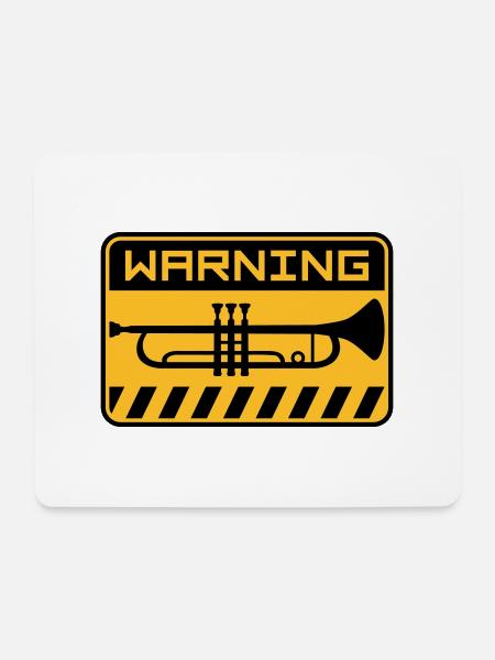 Warning Trompete Musik - Mousepad (Querformat) - Weiß