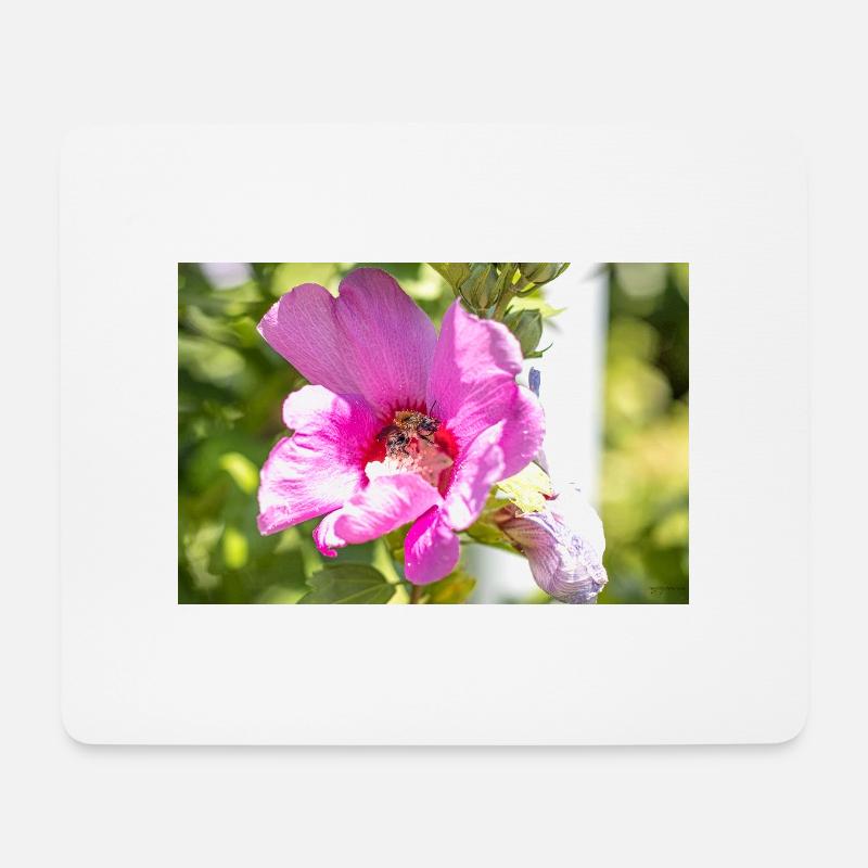 Flower with bumblebee - Mouse Pad (horizontal) - white