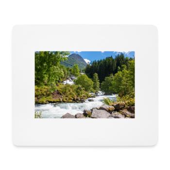 Geiranger panorama Storseterfossen Norway - Mouse Pad (horizontal) - white - Front
