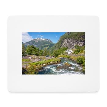 Geiranger panorama view from Storseterfossen - Mousepad (Querformat) - Weiß - Vorne