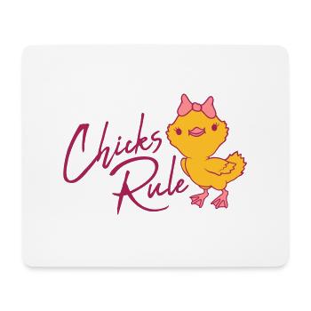 Chicks Rule mignon petit oiseau - Tapis de souris (format paysage) - blanc - Devant