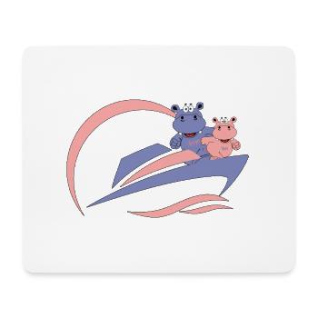 yacht nilpferd hippo kind baby rosa blau boot - Mousepad (Querformat) - Weiß - Vorne