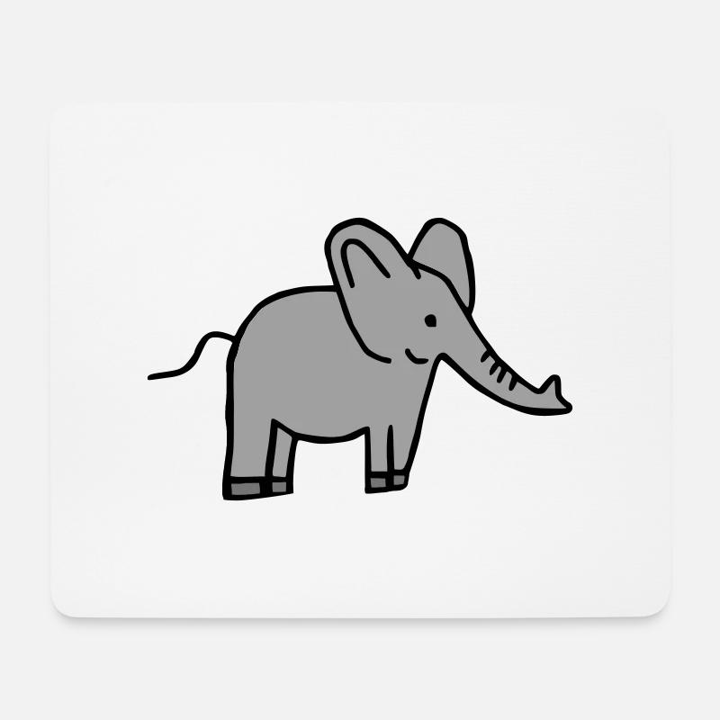 Elefant - Mousepad (Querformat) - Weiß