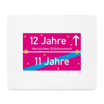 12 Jahre Ortsschild Herzlichen Glückwunsch Pink - Mousepad (Querformat) - Weiß - Vorne